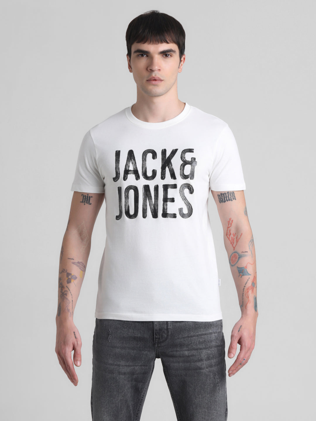 White Large Logo Print T-shirt