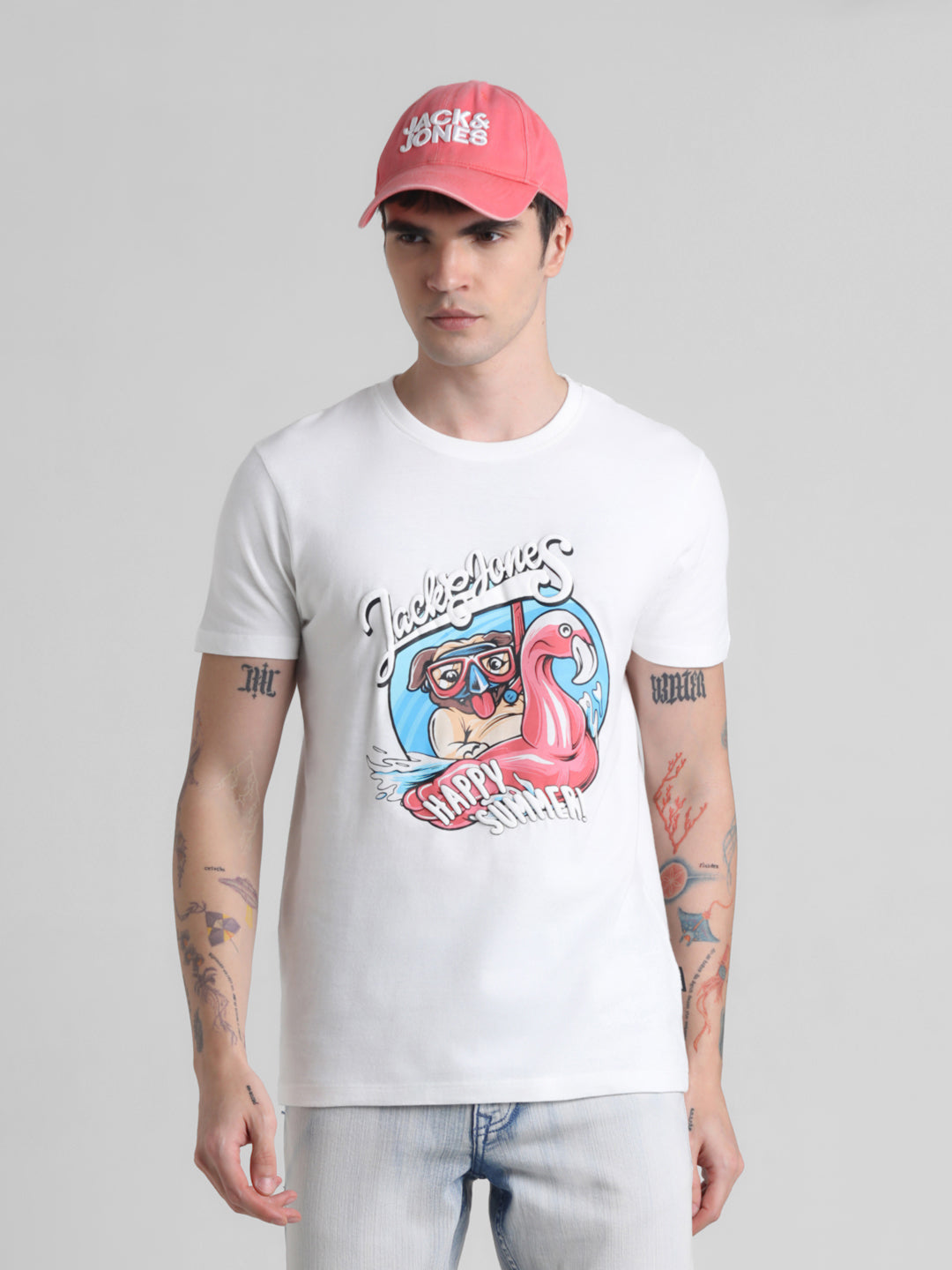 Flamingo Print Cotton T-shirt - M