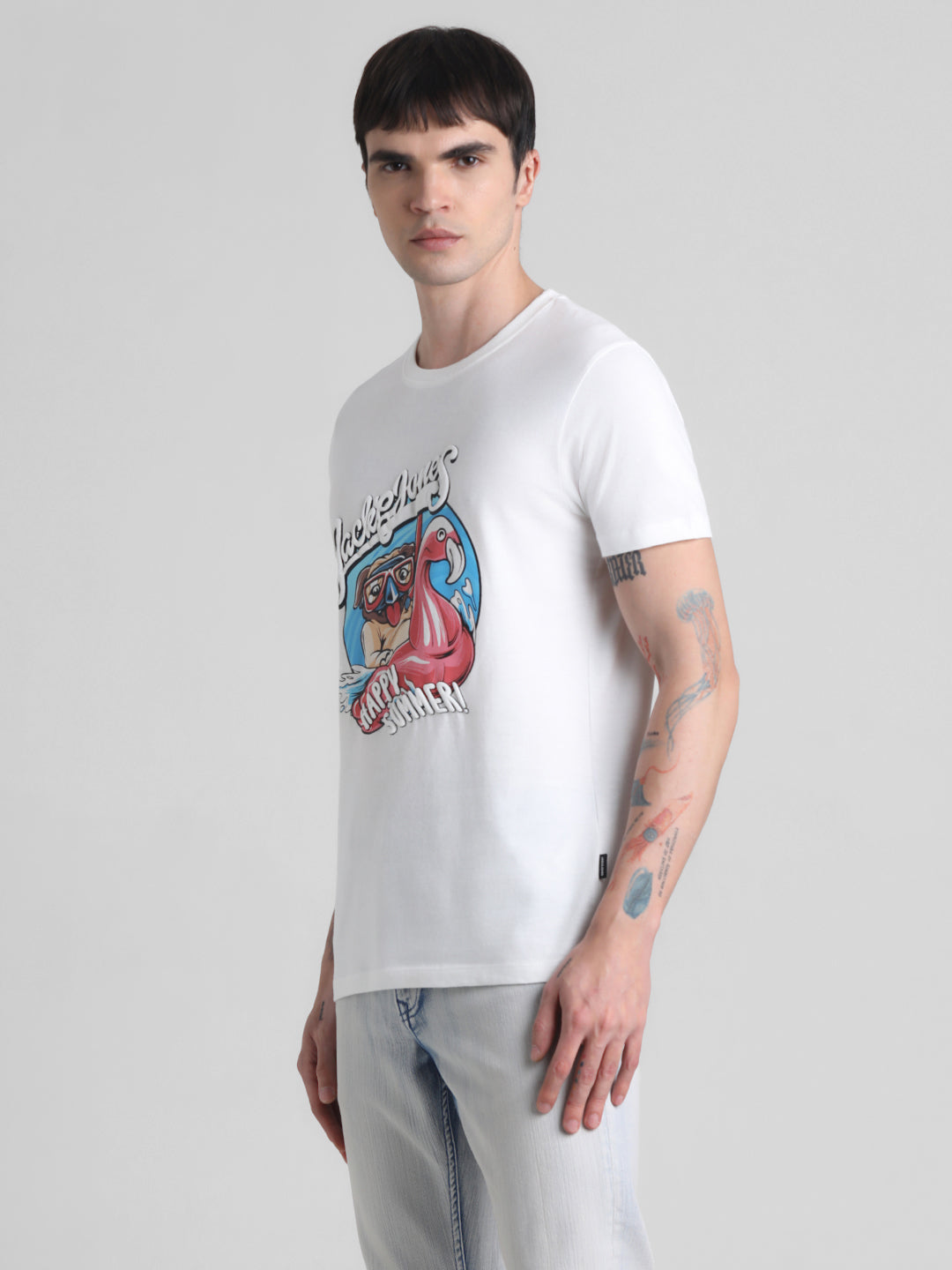 Flamingo Print Cotton T-shirt