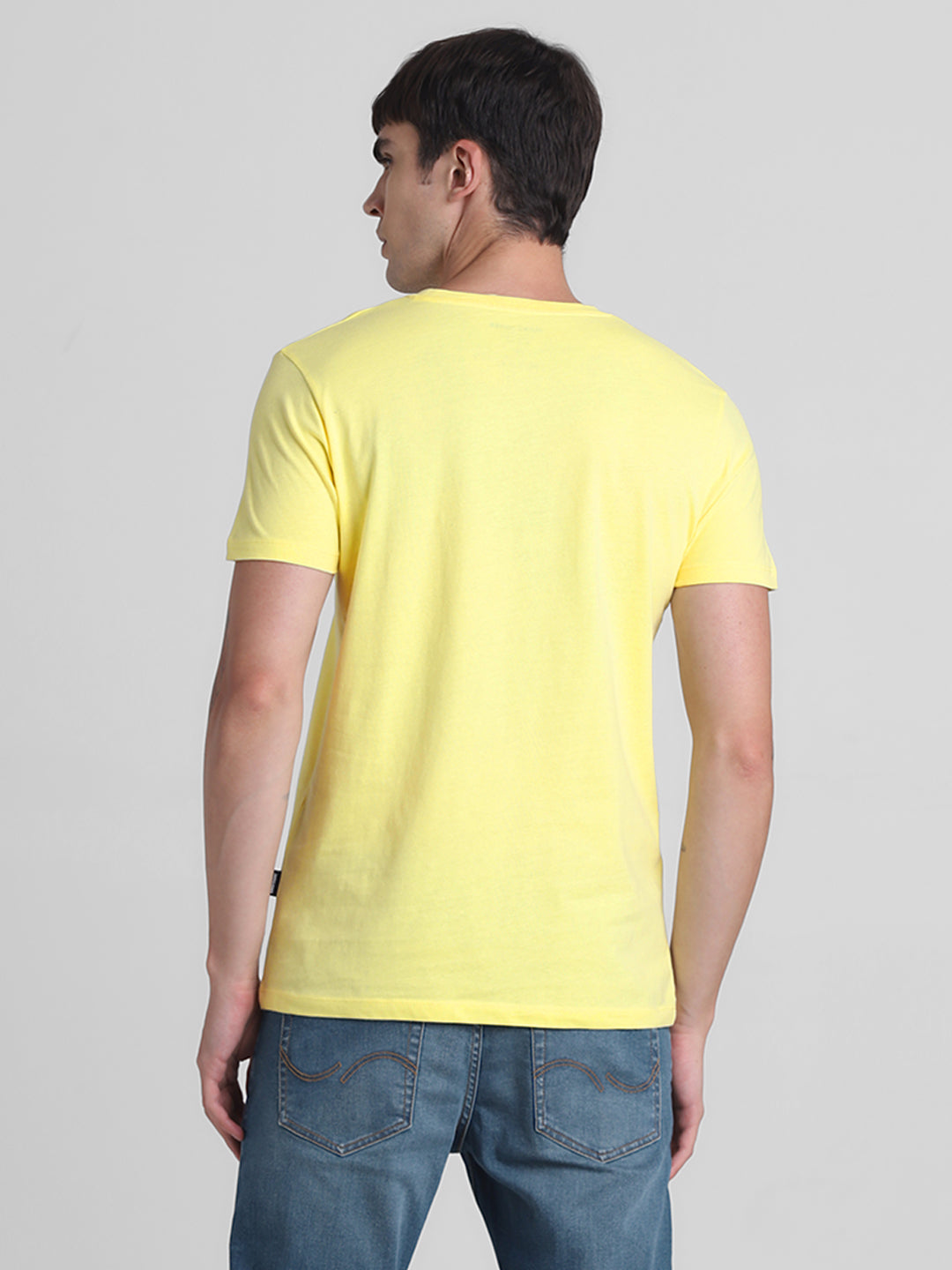 Yellow Logo Print Cotton T-shirt