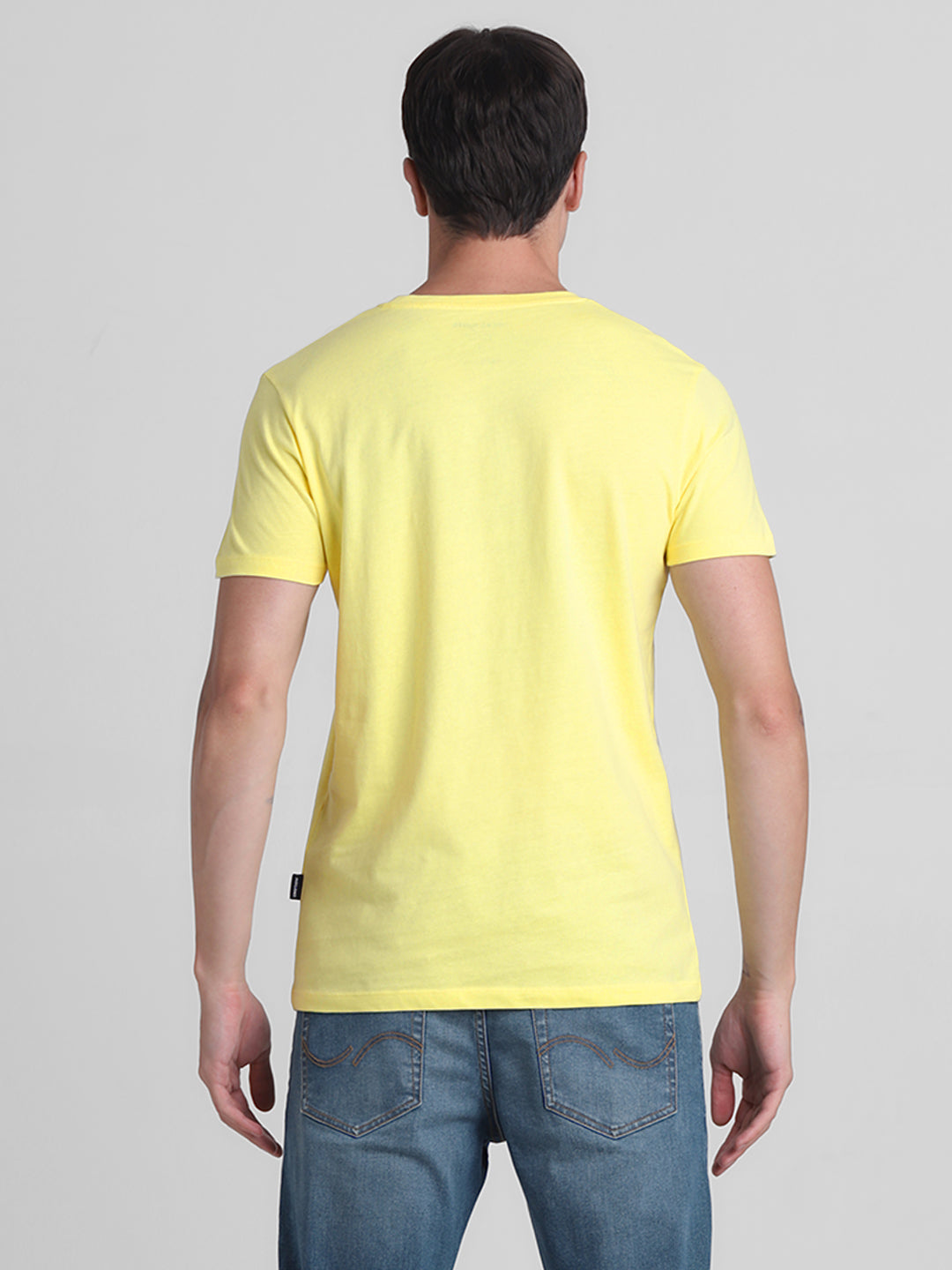Yellow Logo Print Cotton T-shirt