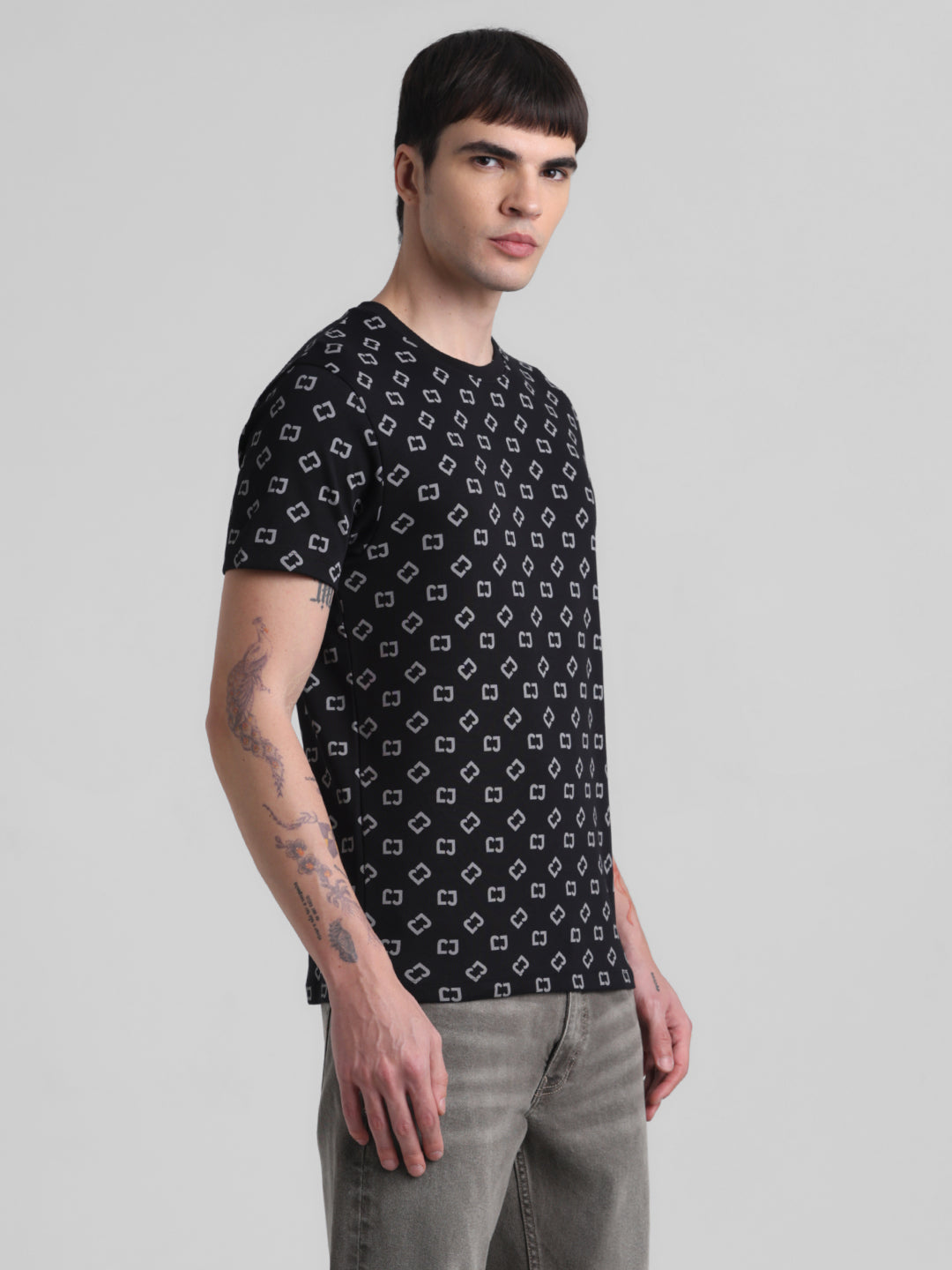 Black Printed Slim Fit T-shirt