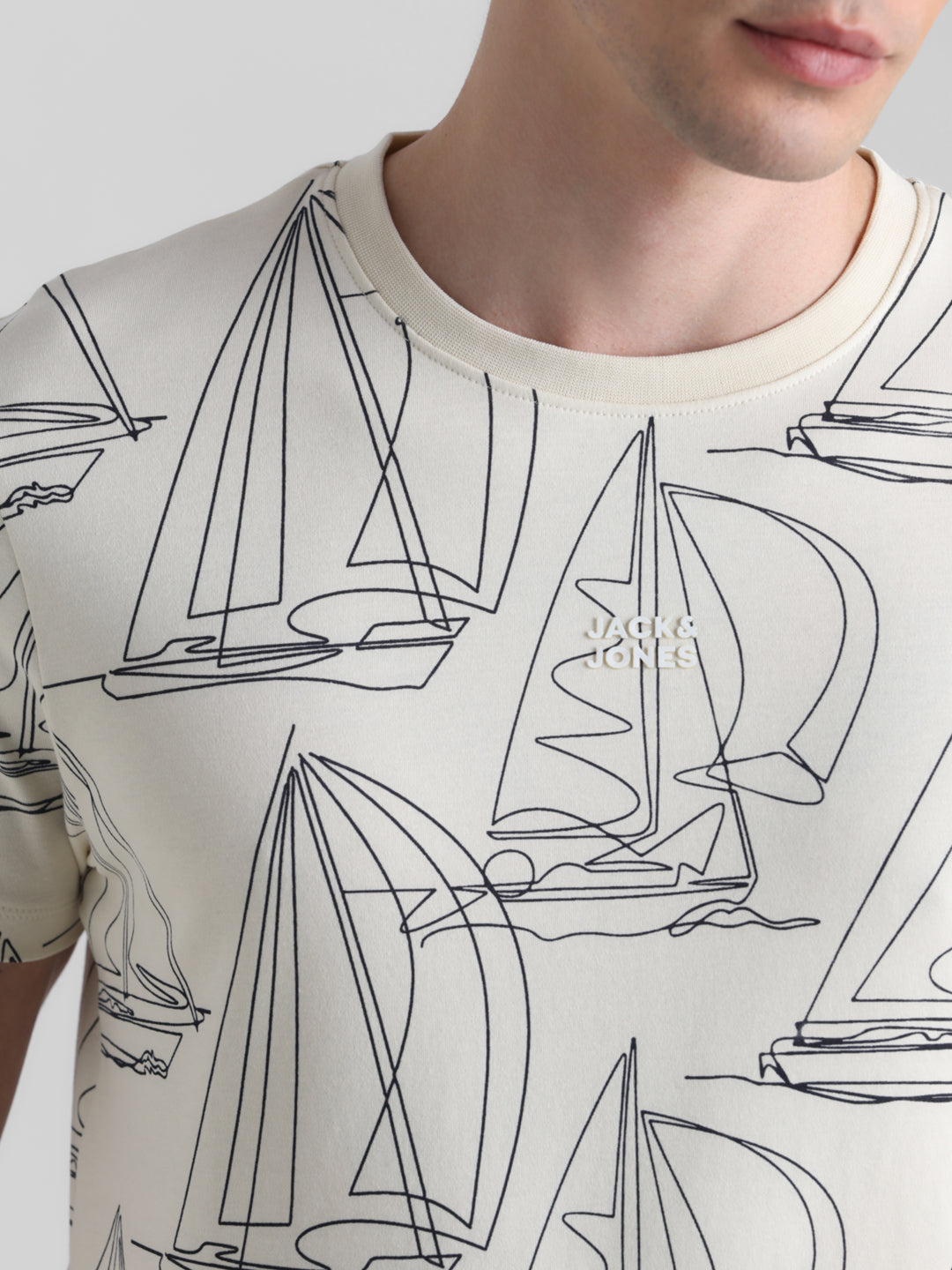 White Printed Cotton T-shirt