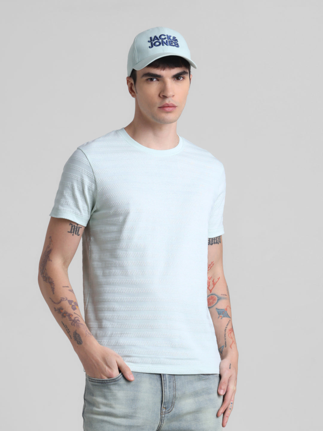 Blue Striped Slim Fit T-shirt - S