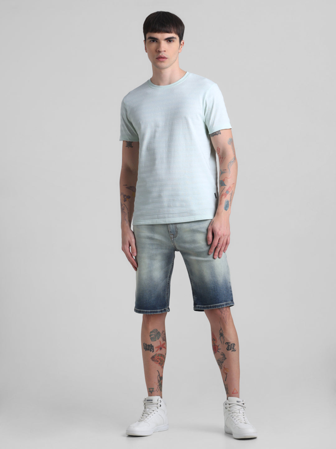 Blue Striped Slim Fit T-shirt
