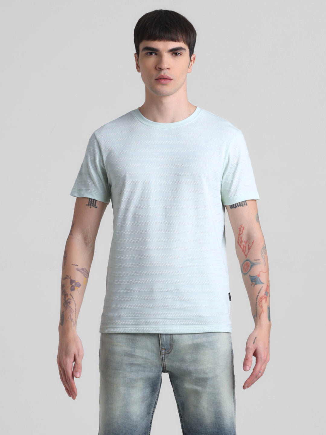 Blue Striped Slim Fit T-shirt
