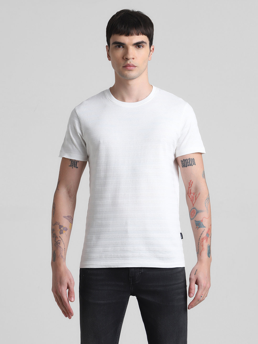White Striped Slim Fit T-shirt