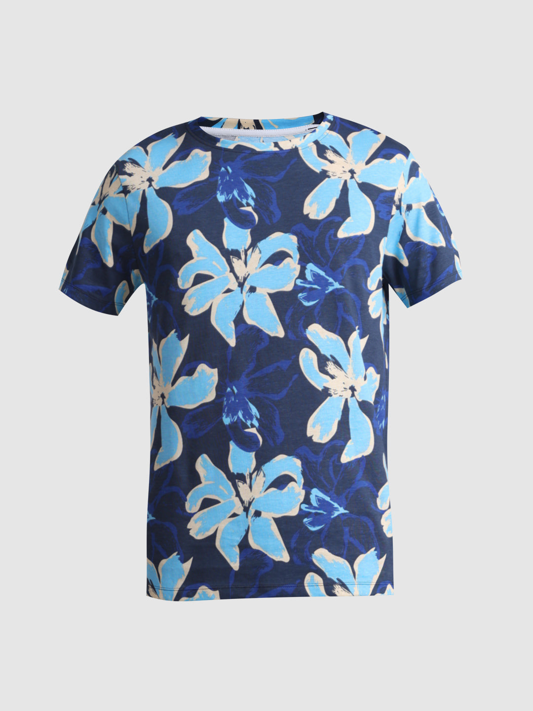 Navy Floral Cotton T-shirt