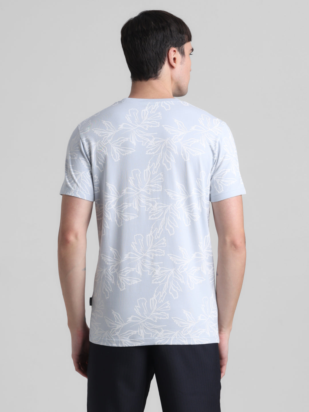 Light Blue Floral Cotton T-shirt