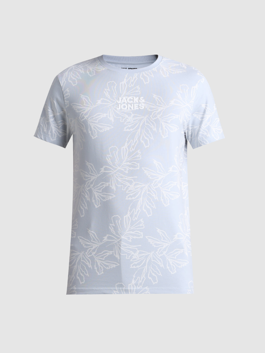 Light Blue Floral Cotton T-shirt