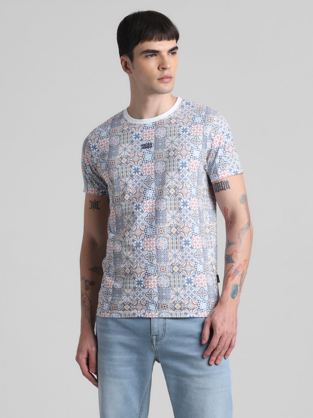 Abstract Tile Printed T-shirt