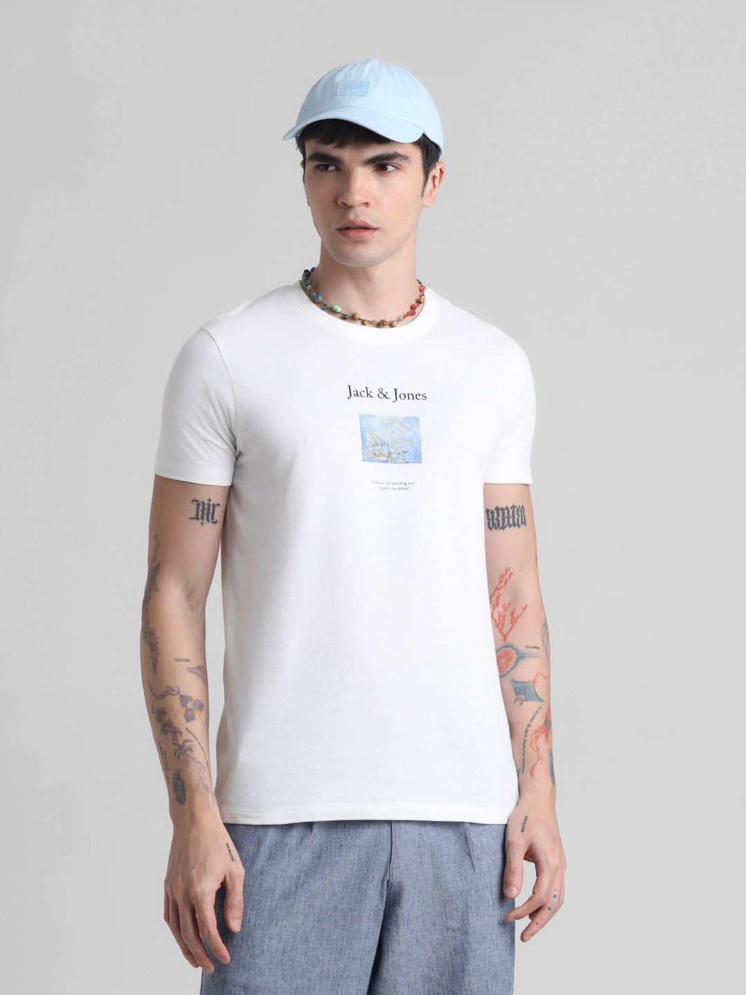 White Logo Print T-shirt - S