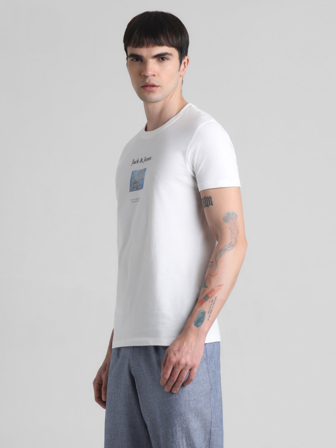 White Logo Print T-shirt
