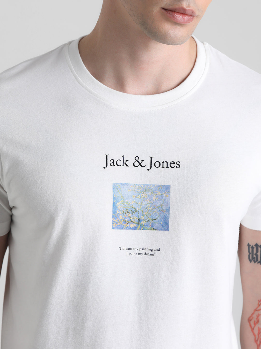 White Logo Print T-shirt
