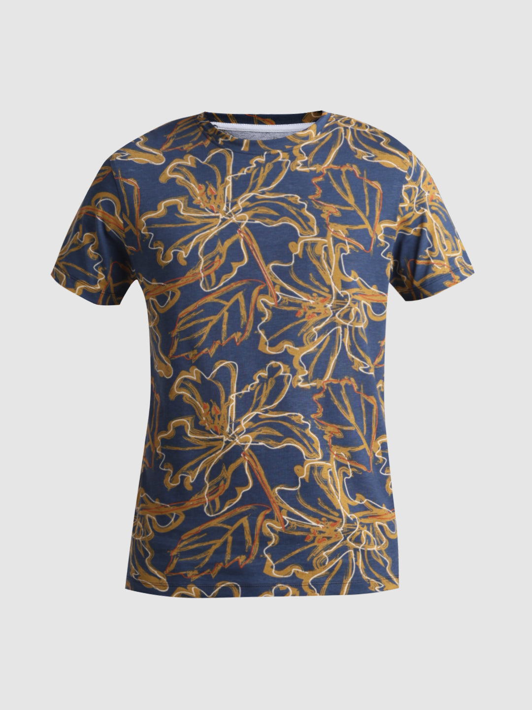 Navy Floral Slim Fit T-shirt