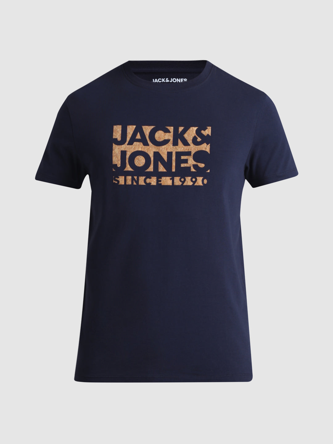 Navy Logo Print Cotton T-shirt