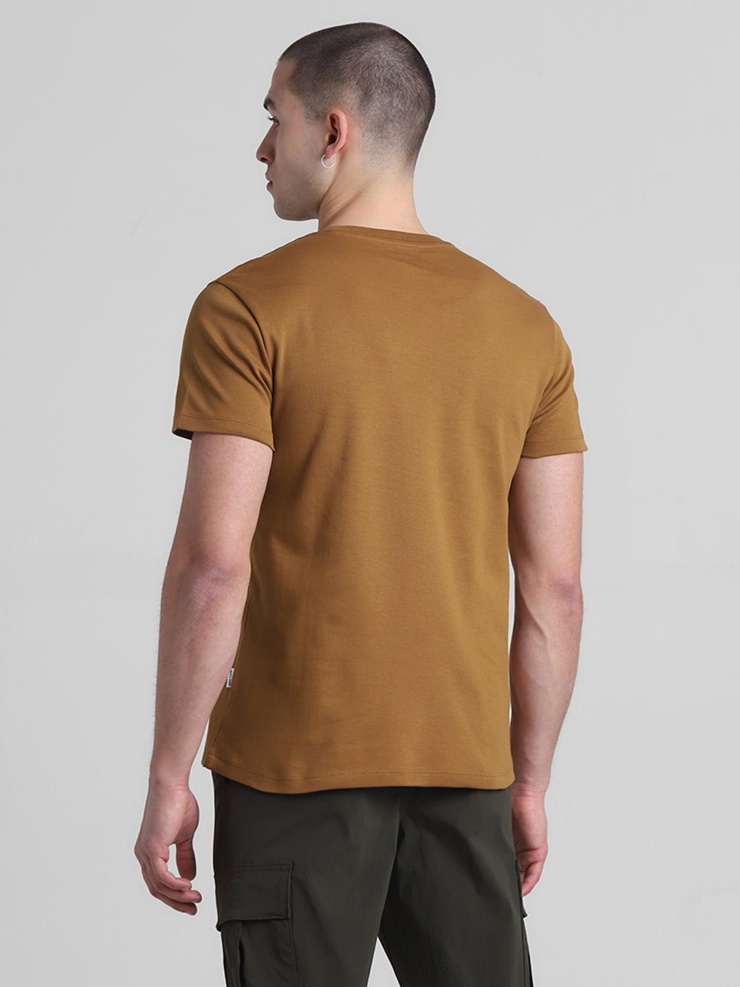 Brown Applique Patchwork Logo T-shirt