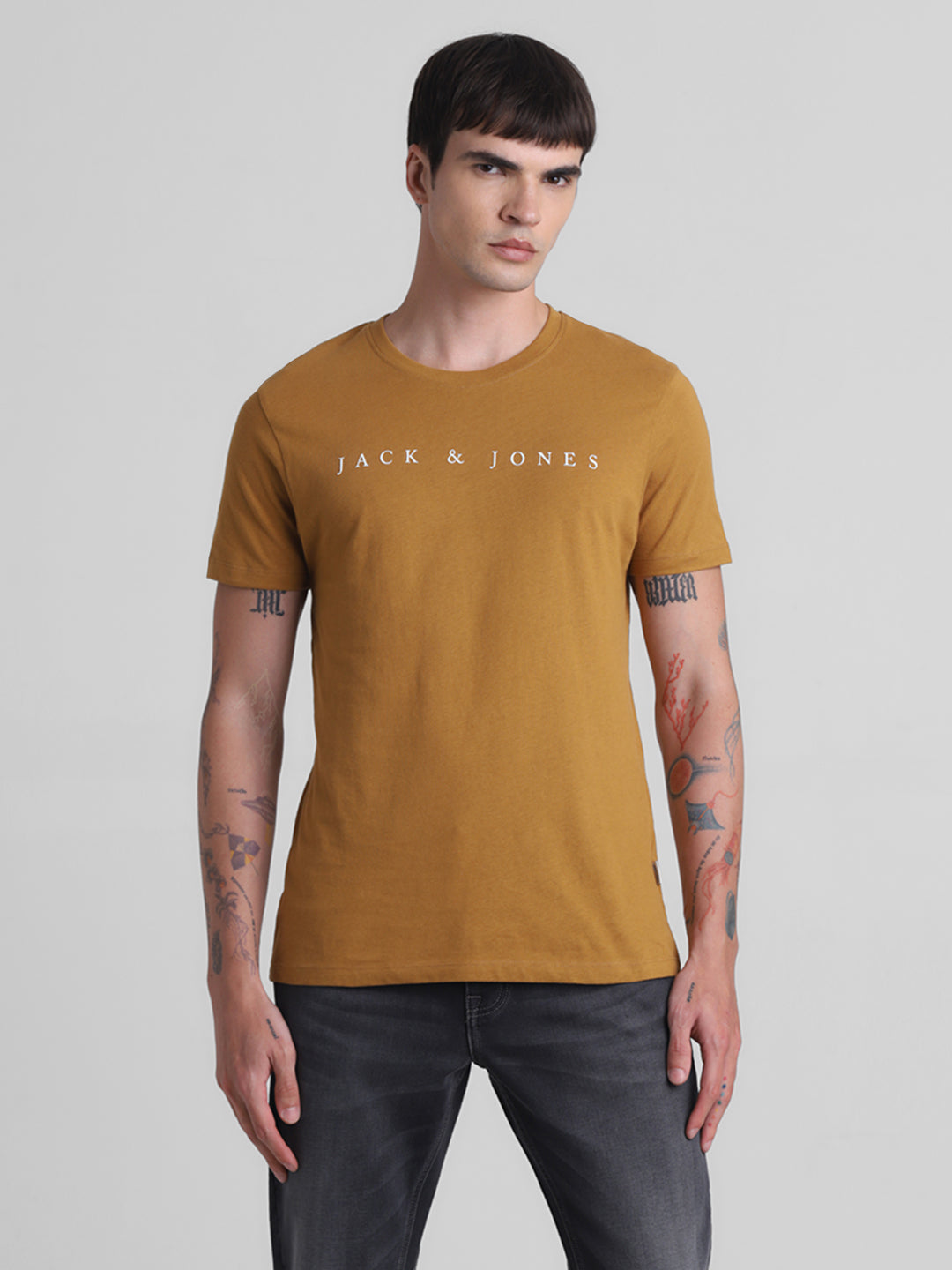 Golden Brown Logo Print T-shirt