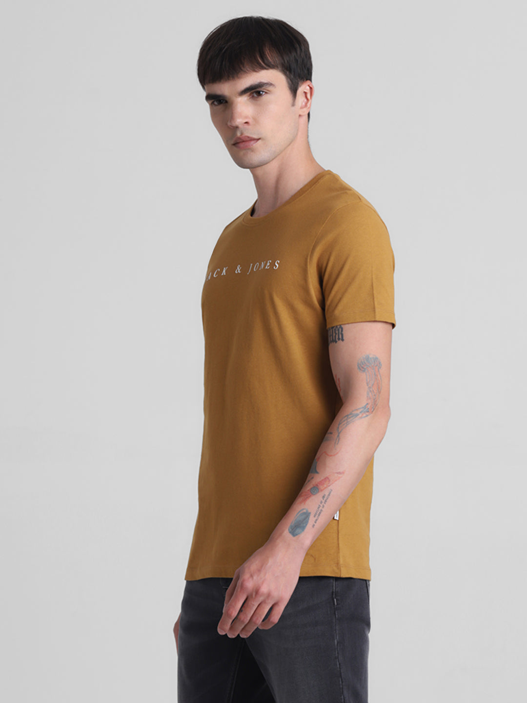 Golden Brown Logo Print T-shirt