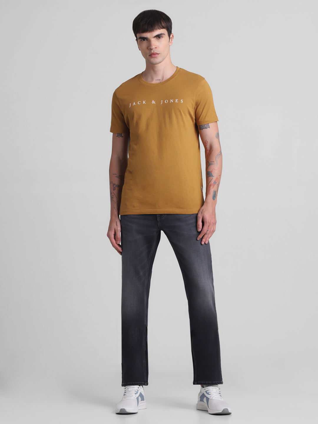 Golden Brown Logo Print T-shirt