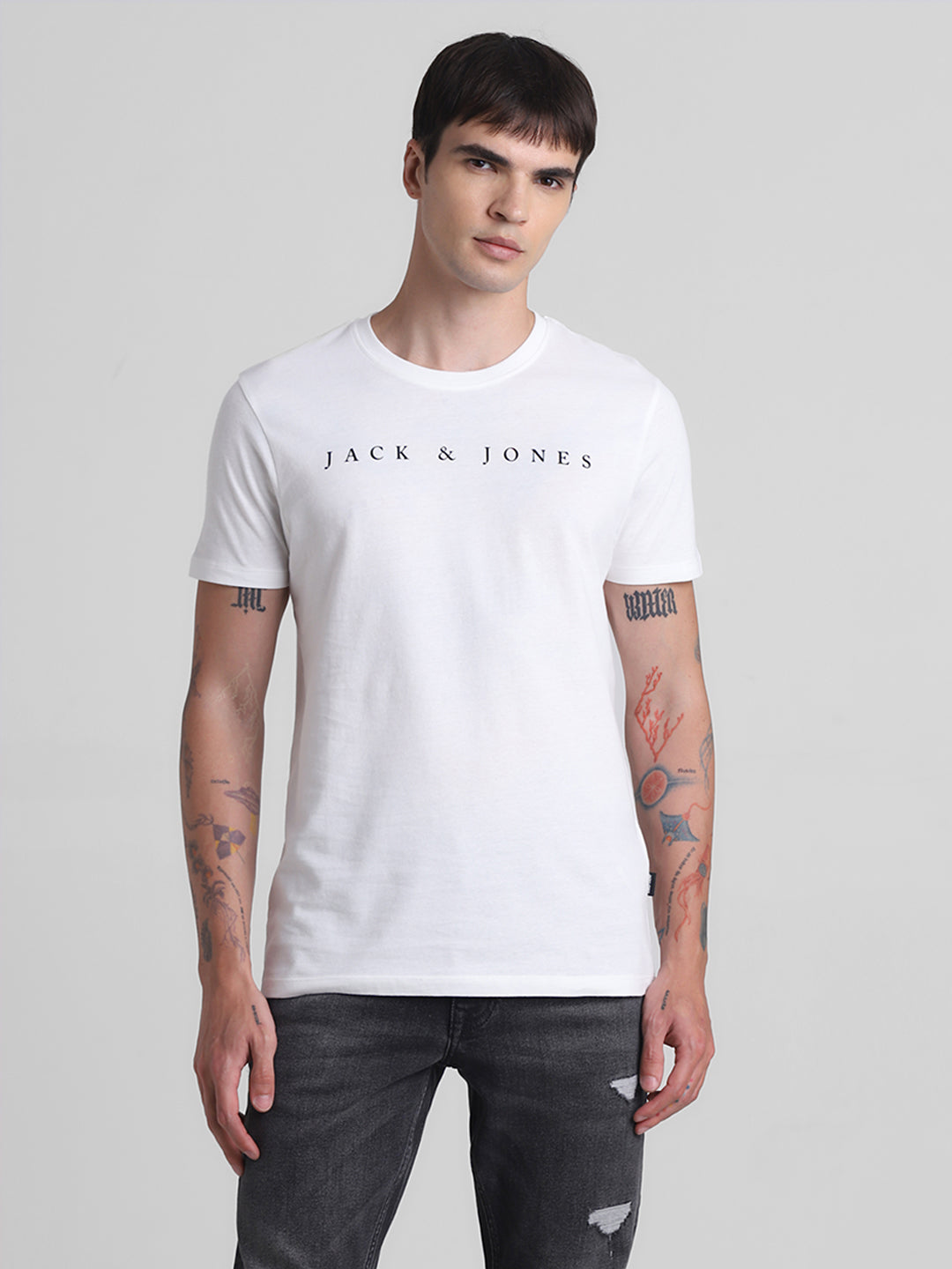 White Logo Print T-shirt