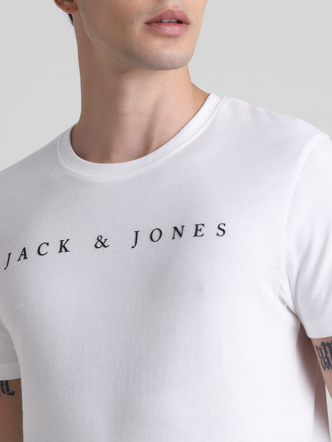White Logo Print T-shirt