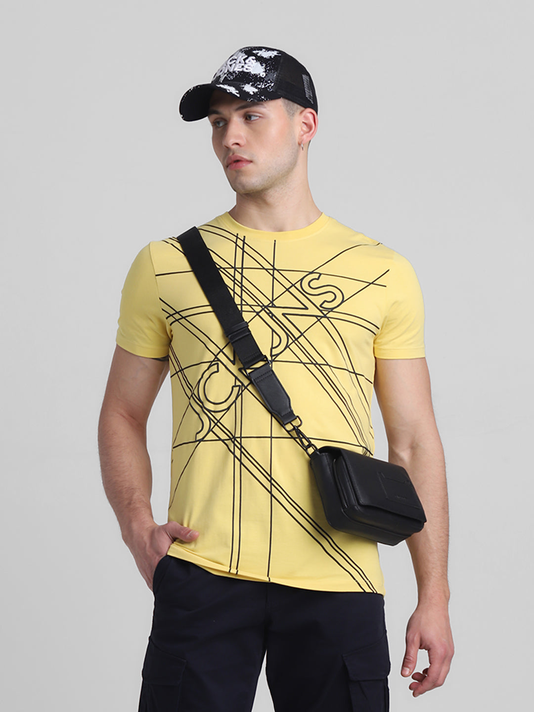 Yellow Typographic Logo T-shirt - S