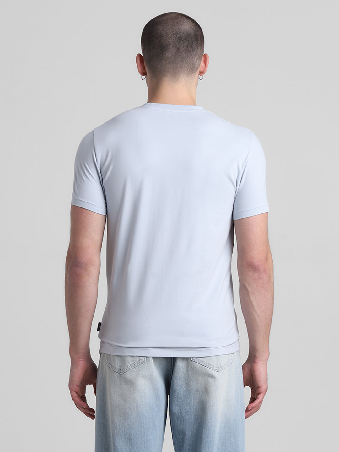 Blue Logo Print Cotton T-shirt