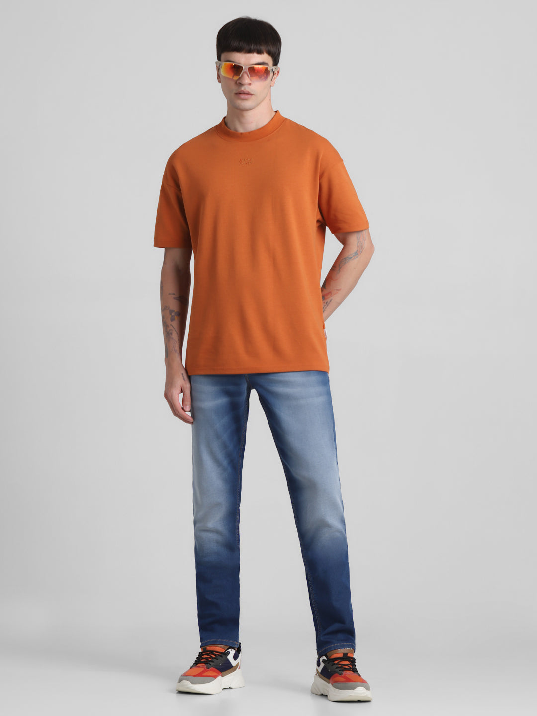 Blue Faded Knitted Glenn Slim Jeans