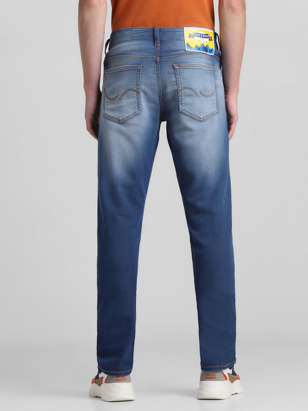Blue Faded Knitted Glenn Slim Jeans