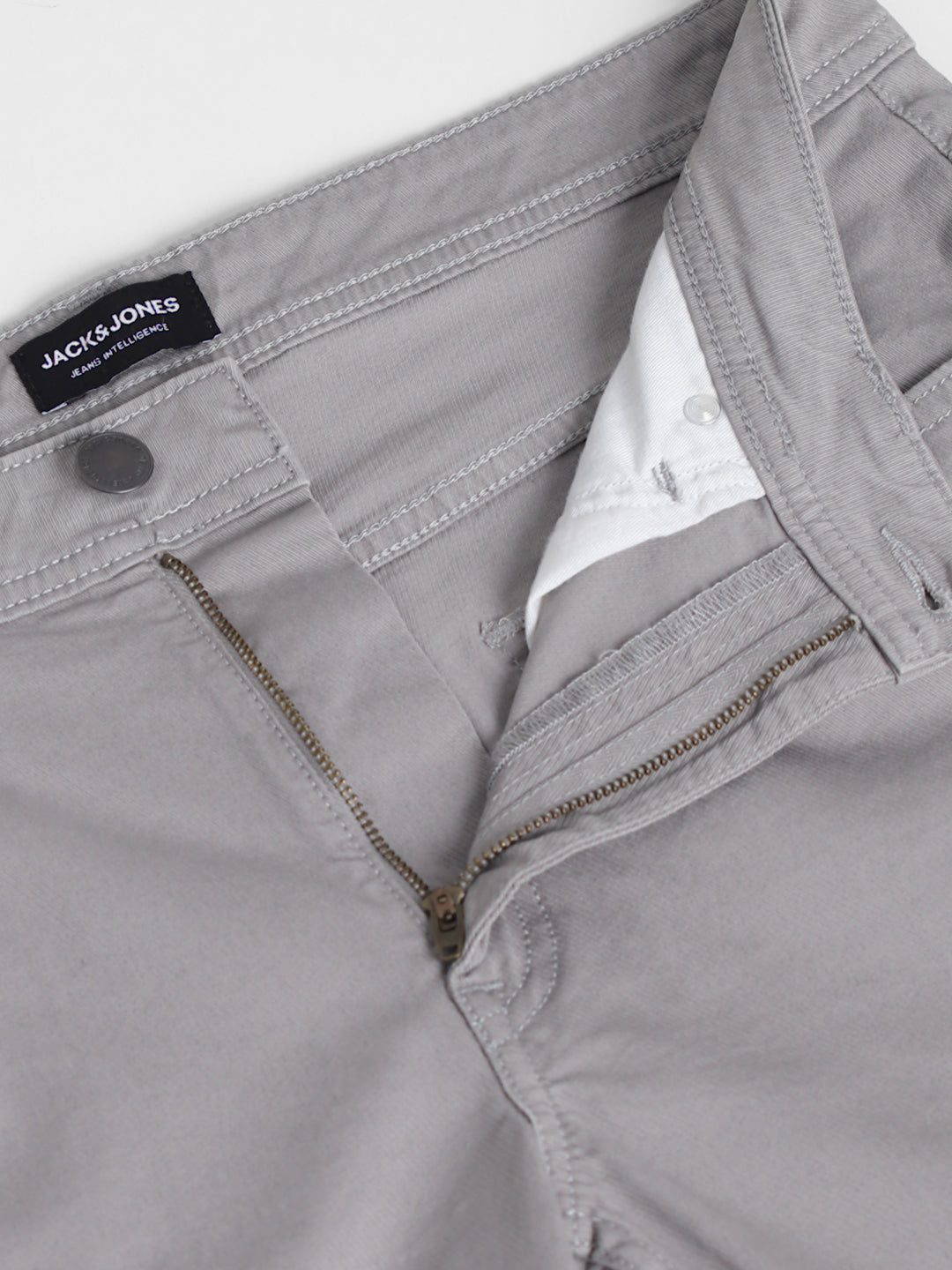 Grey Regular Fit Twill Pants