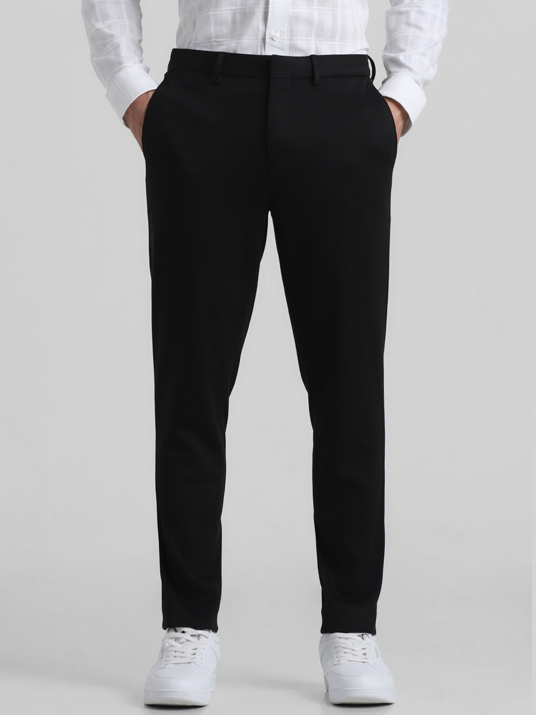 Black Knitted Slim Fit Trousers - 46