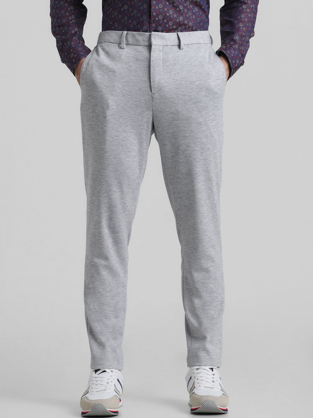 Grey Knitted Slim Fit Trousers - 46