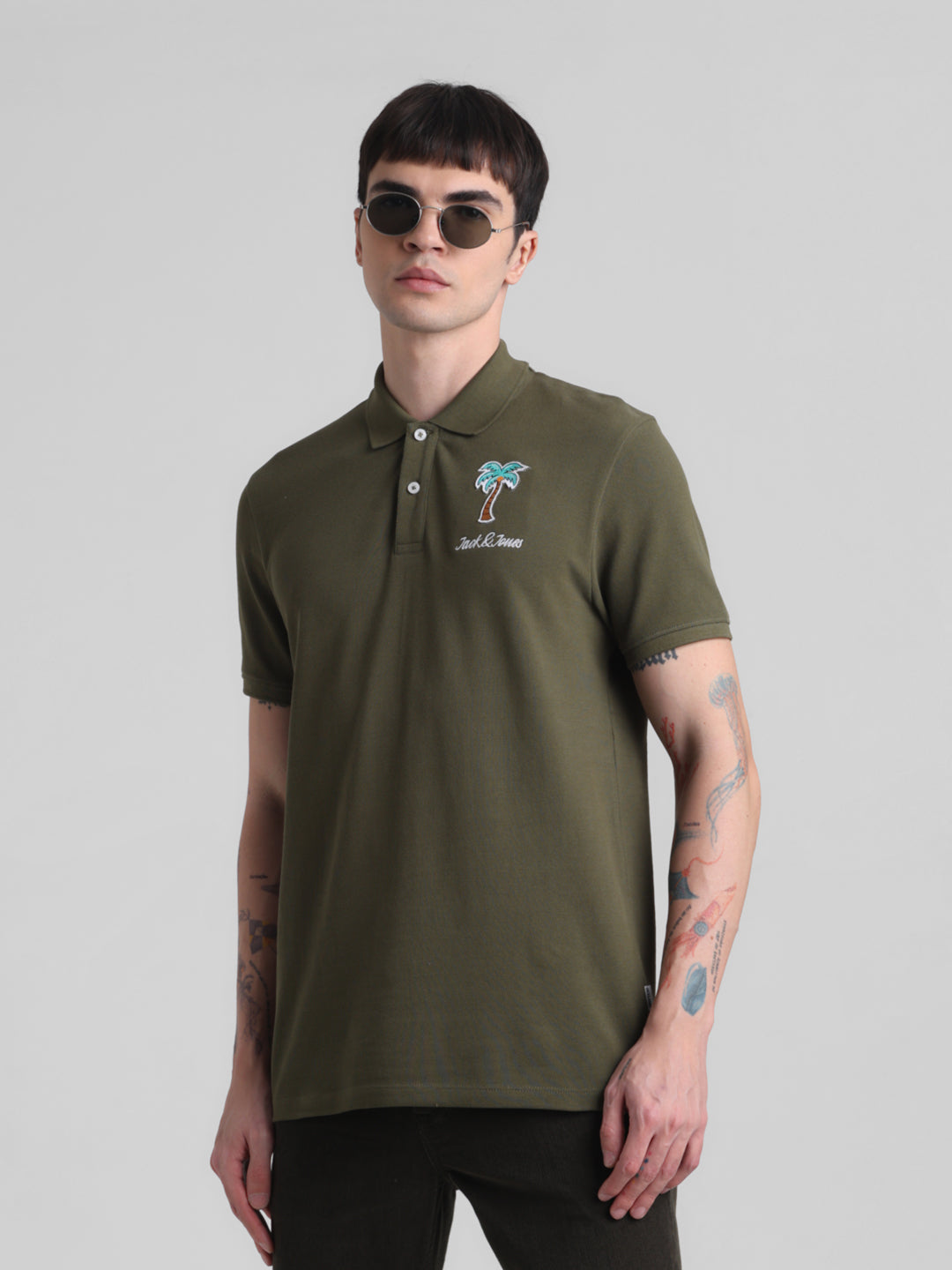Green Appliqué Patchwork Polo - S