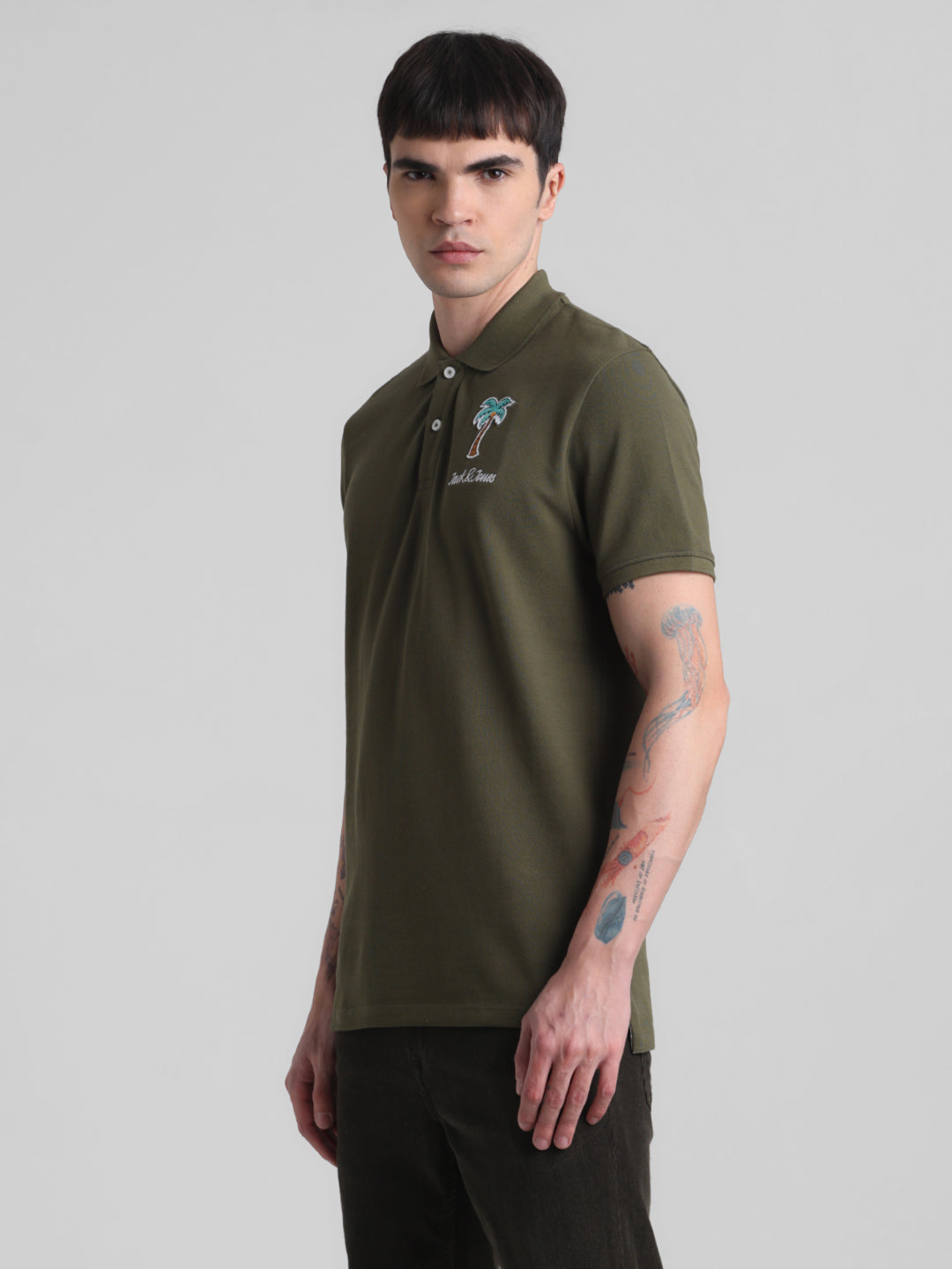 Green Appliqué Patchwork Polo