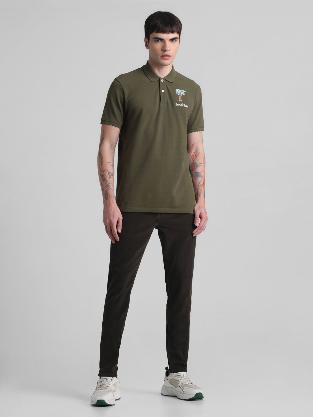 Green Appliqué Patchwork Polo