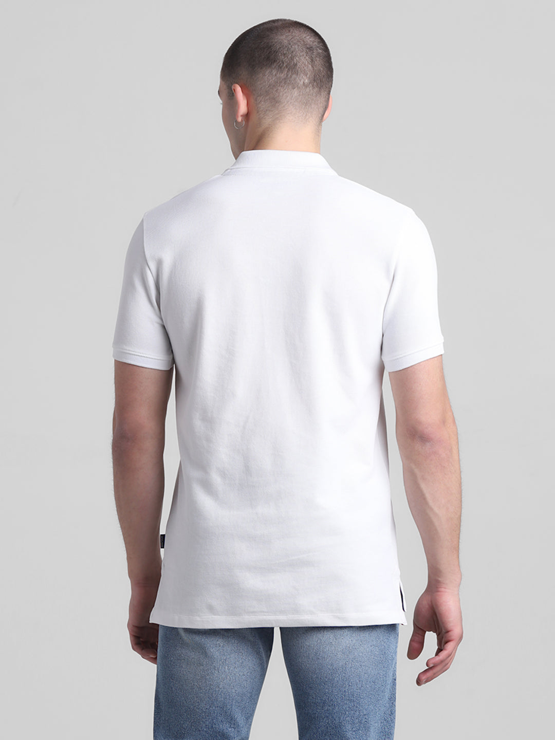 White Appliqué Patchwork Polo