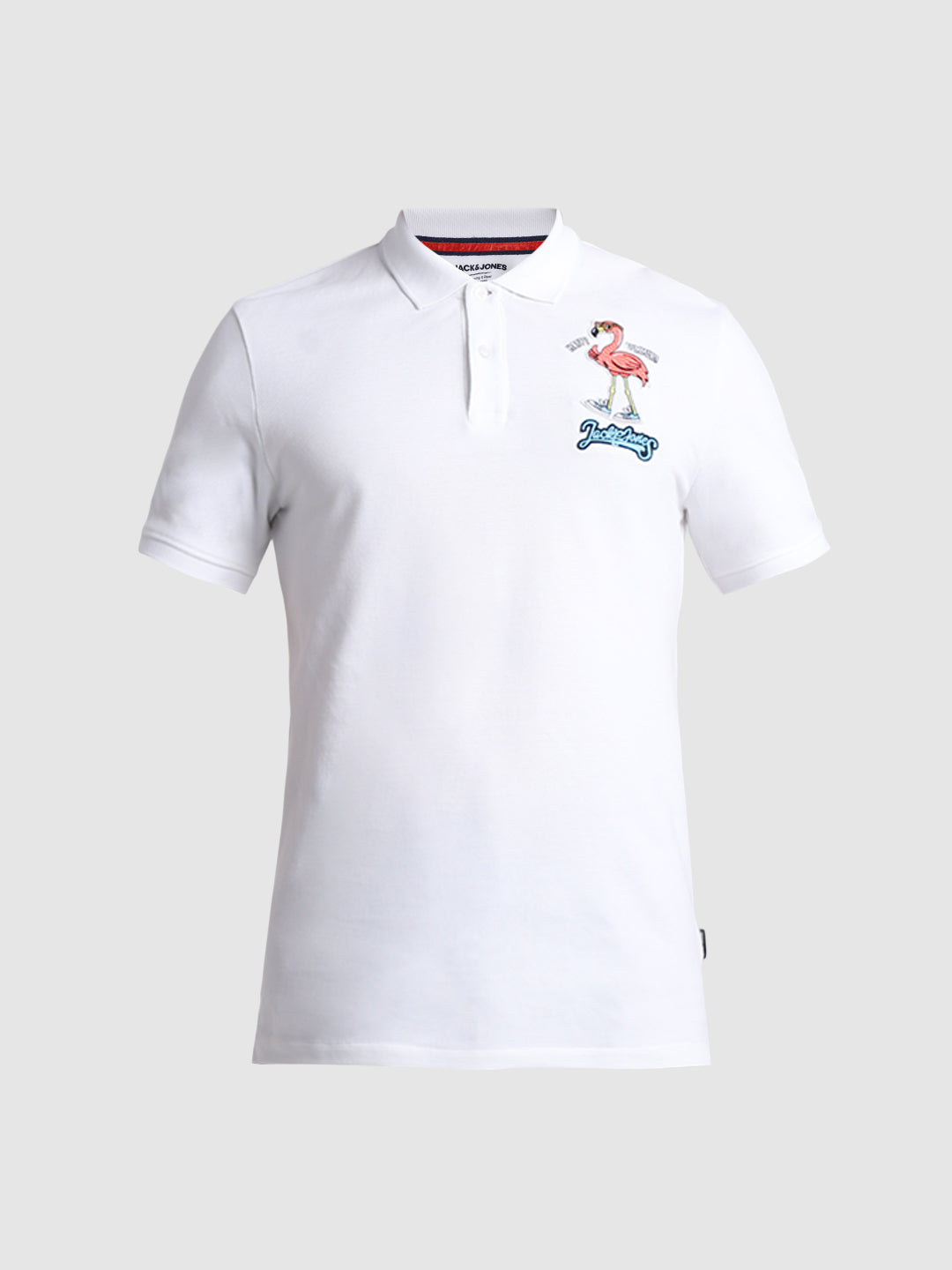White Appliqué Patchwork Polo