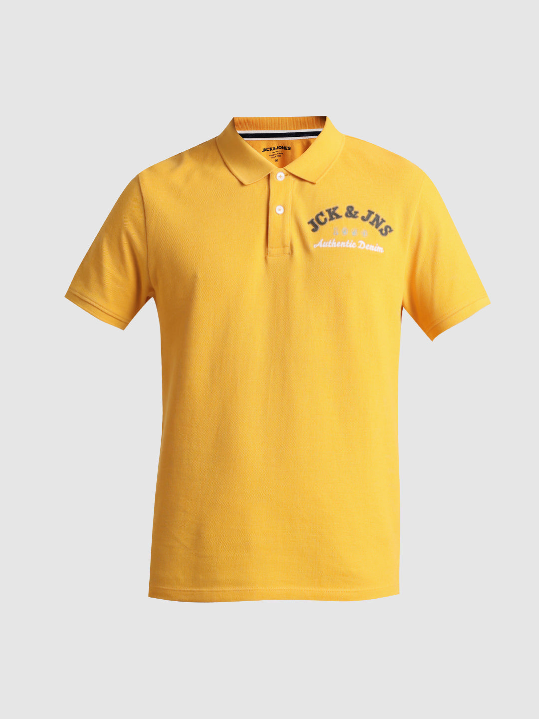 Yellow Embroidered Text Polo