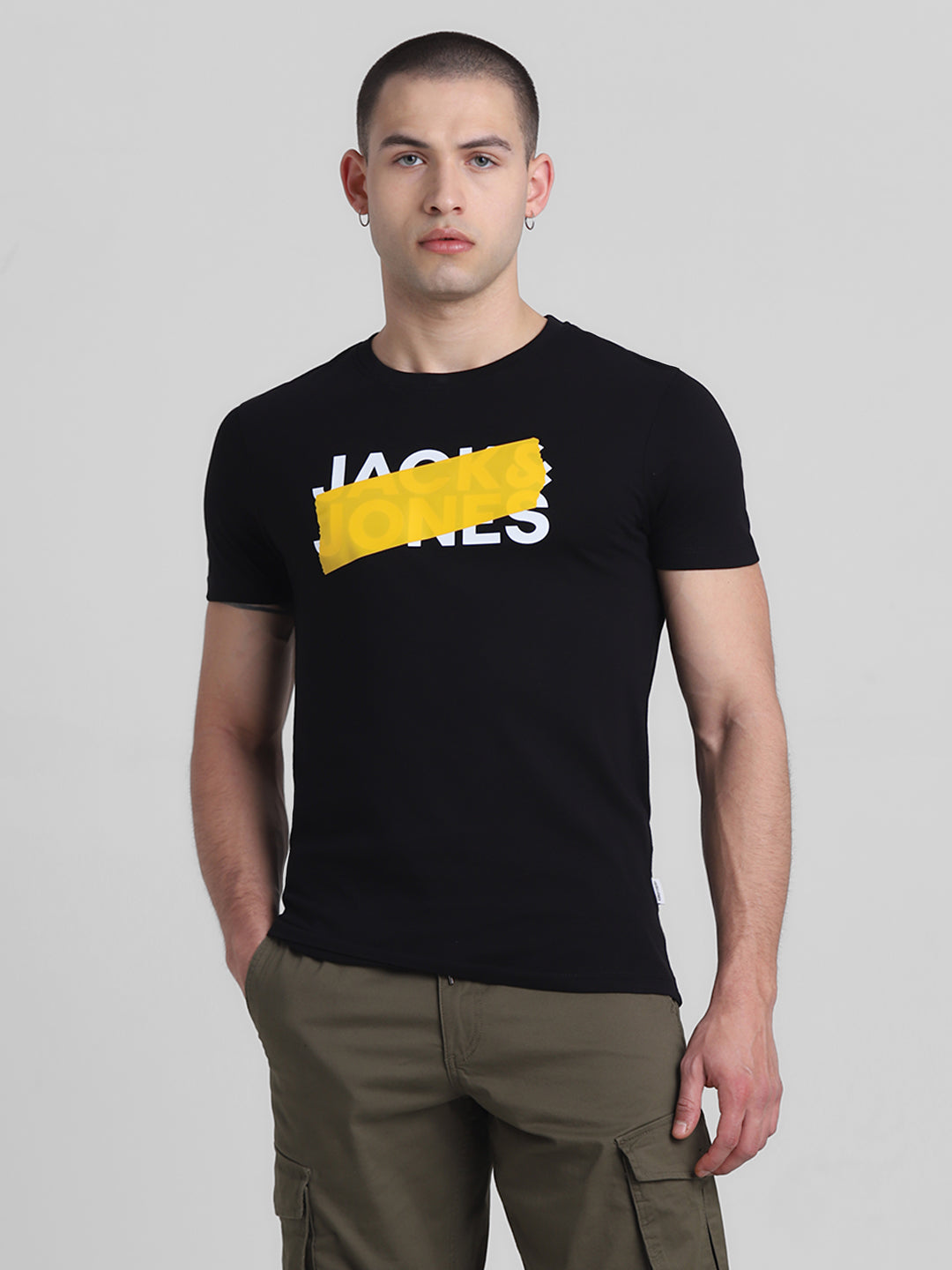 Black Logo Print Cotton T-shirt