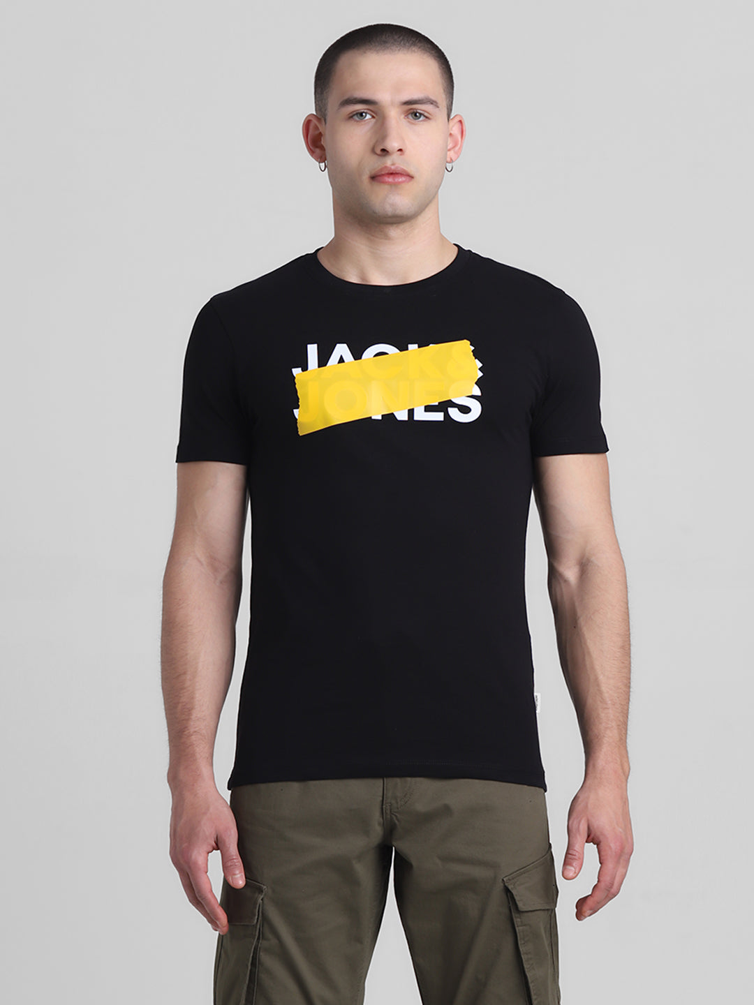 Black Logo Print Cotton T-shirt