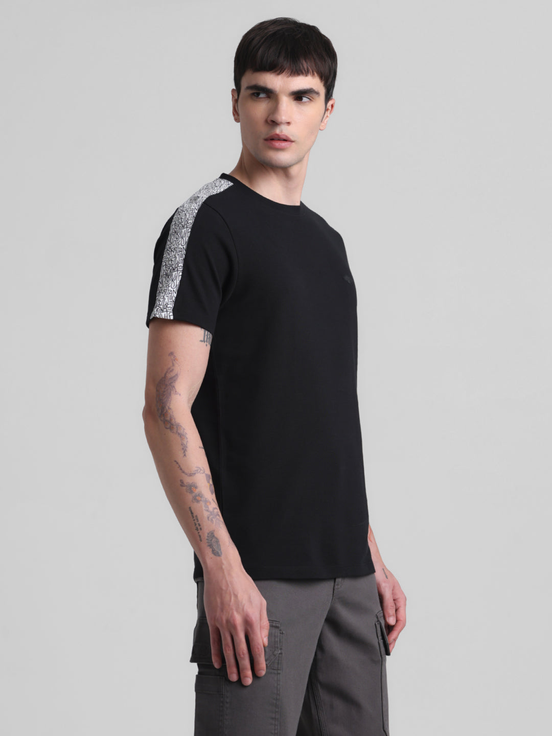 Black Contrast Tape T-shirt