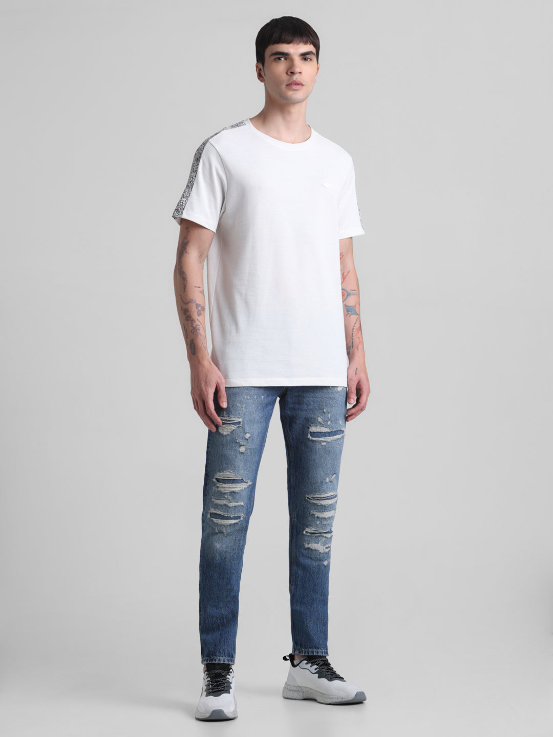 Black Contrast Tape T-shirt