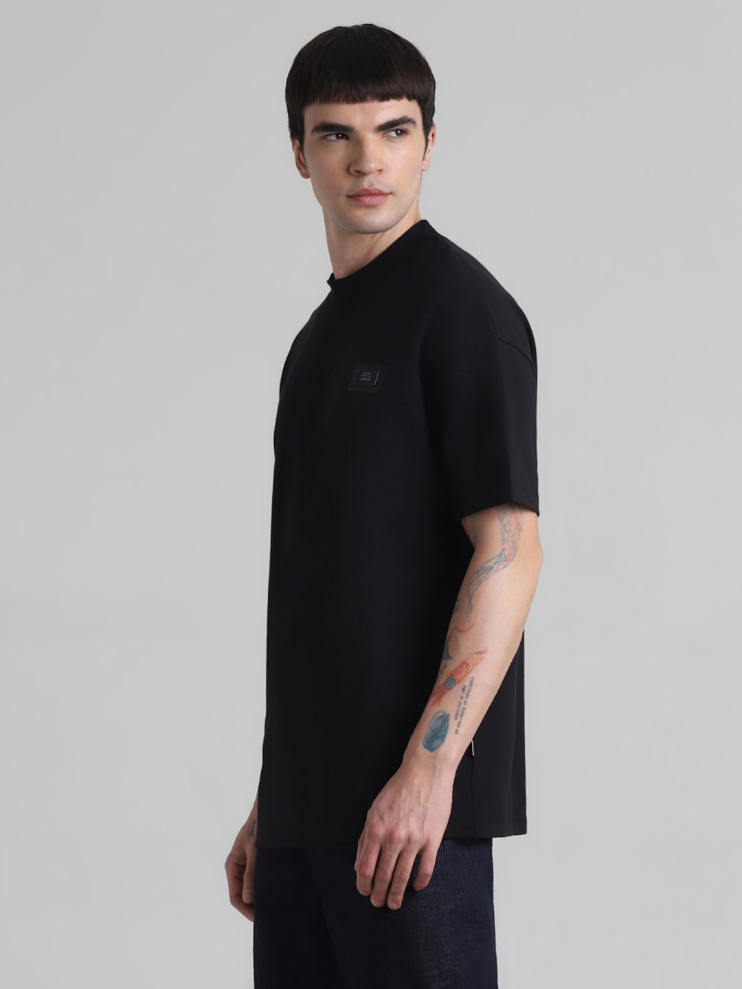 Black Boxy Fit Crew Neck T-shirt