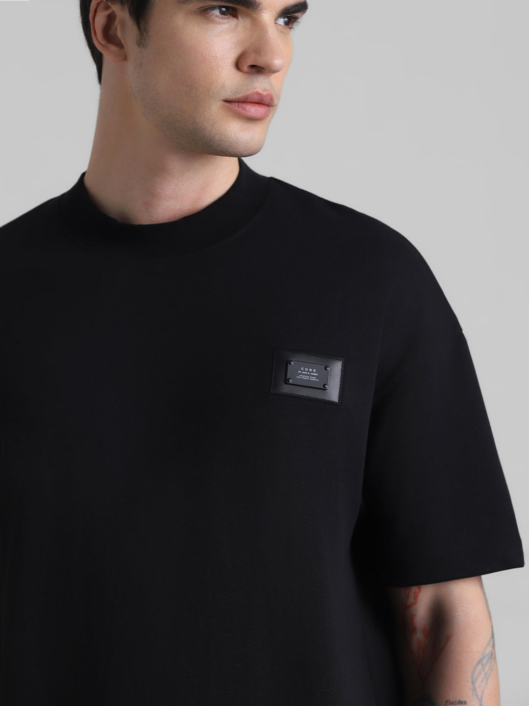 Black Boxy Fit Crew Neck T-shirt