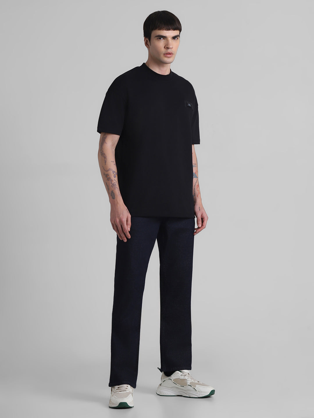 Black Boxy Fit Crew Neck T-shirt