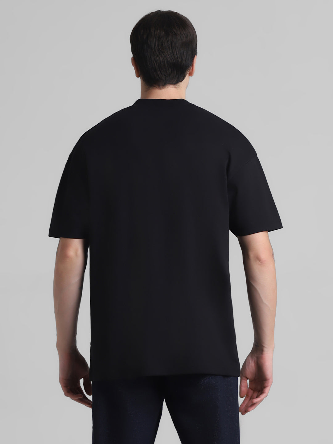 Black Boxy Fit Crew Neck T-shirt