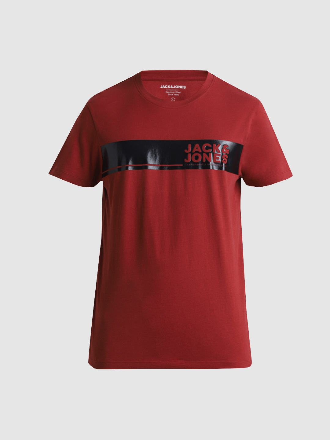 Red Chest Print Cotton T-shirt
