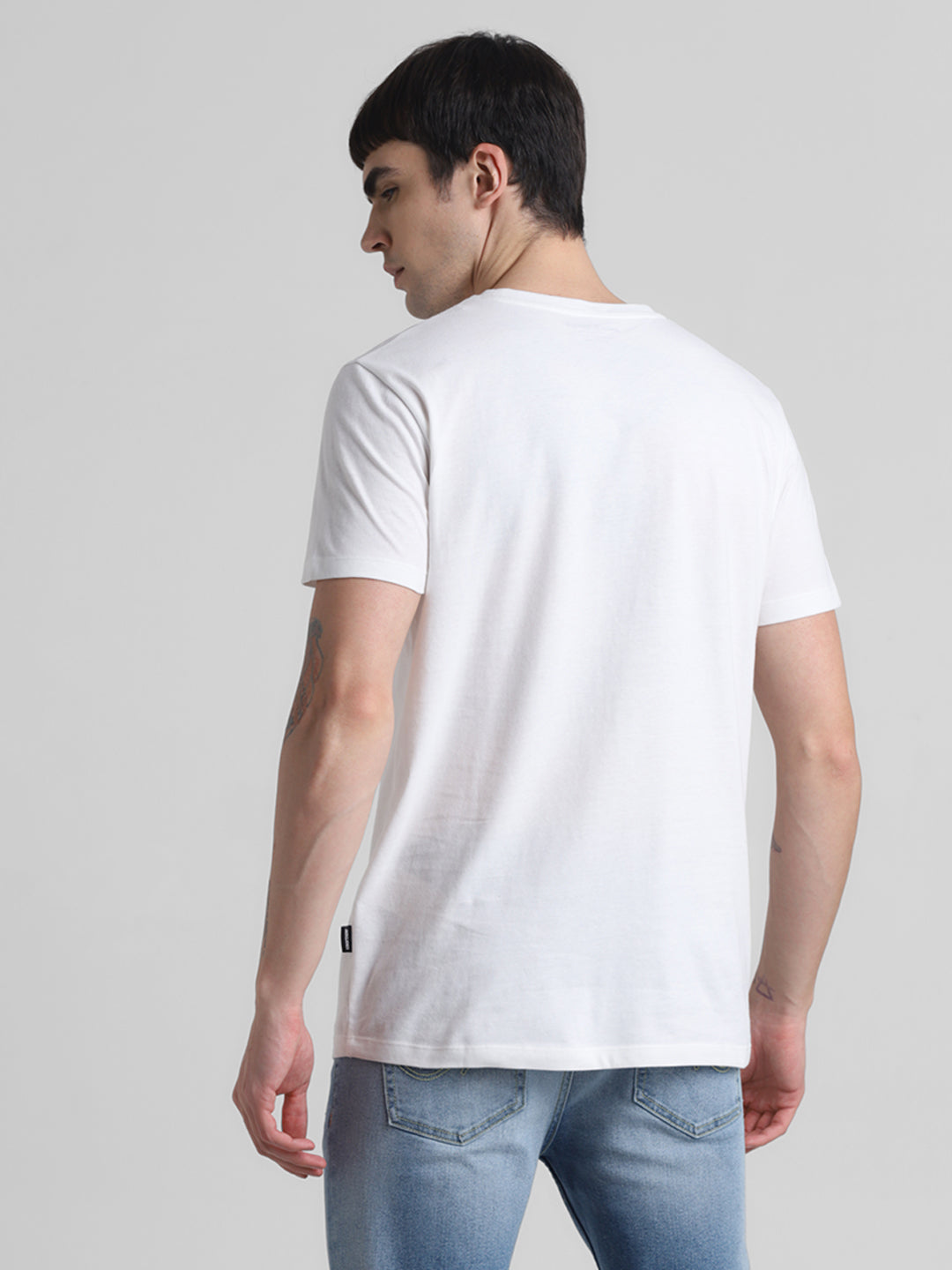 White Chest Print Cotton T-shirt