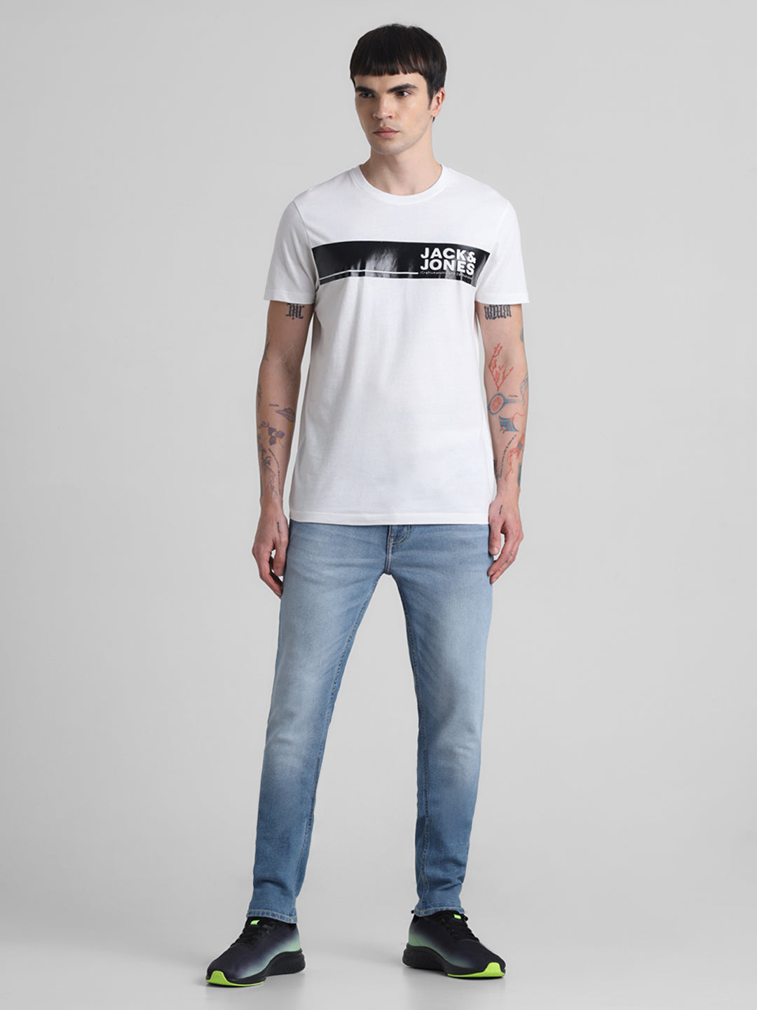 White Chest Print Cotton T-shirt